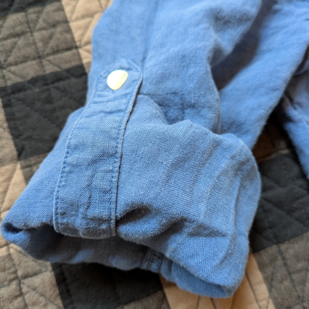 Linen Blue Button Down, S - Picture 11 of 14